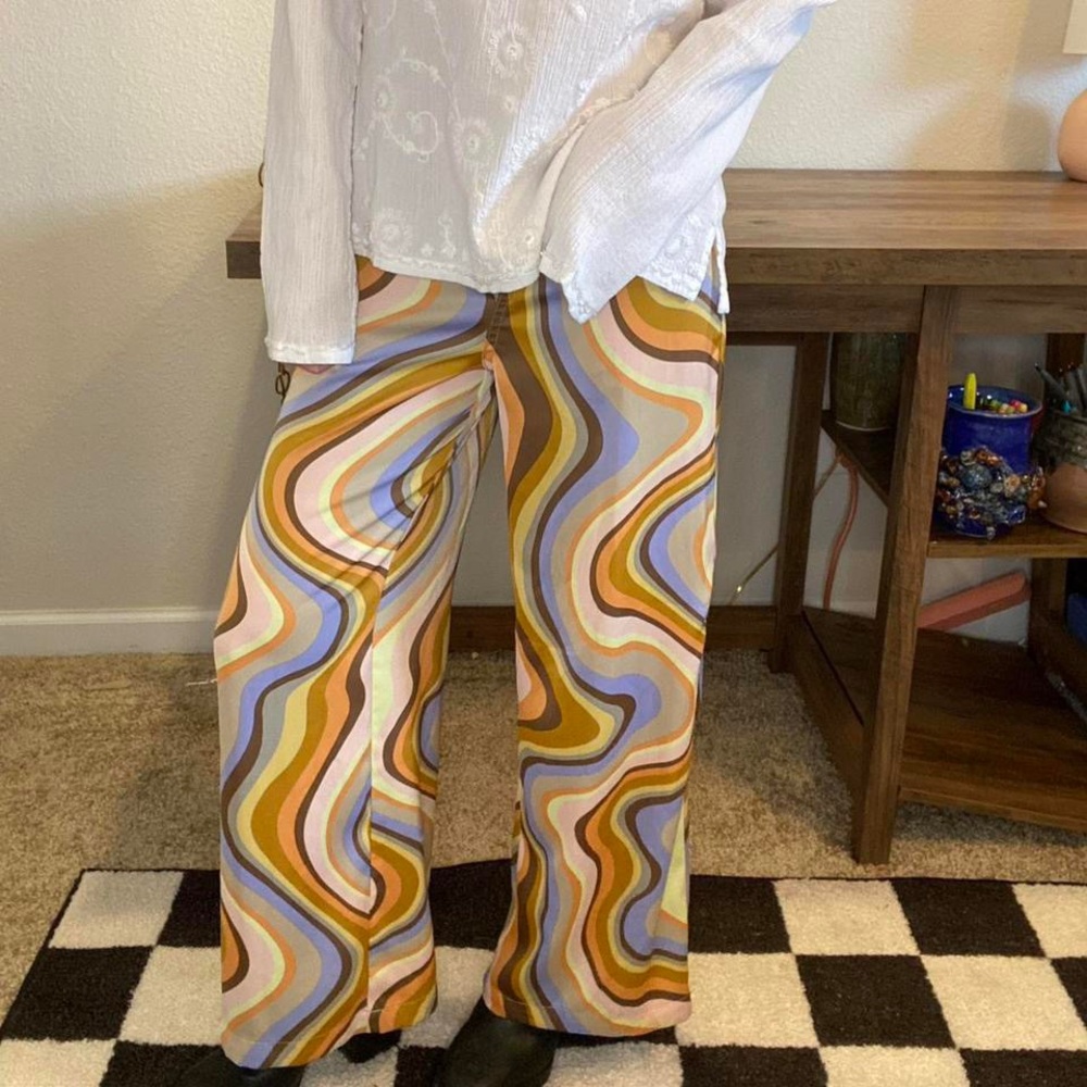 Women’s satin wide leg groovy pants